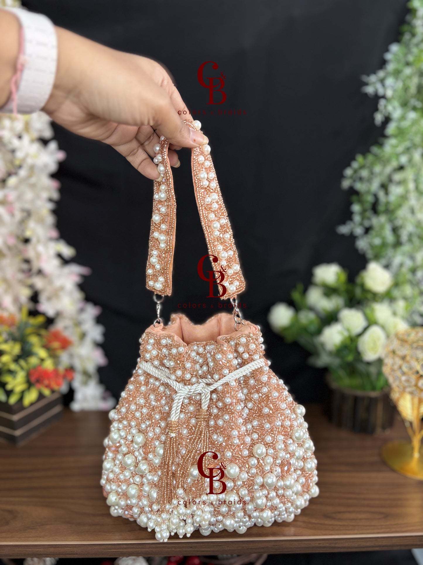 Bridal pearl potli handcrafted in India