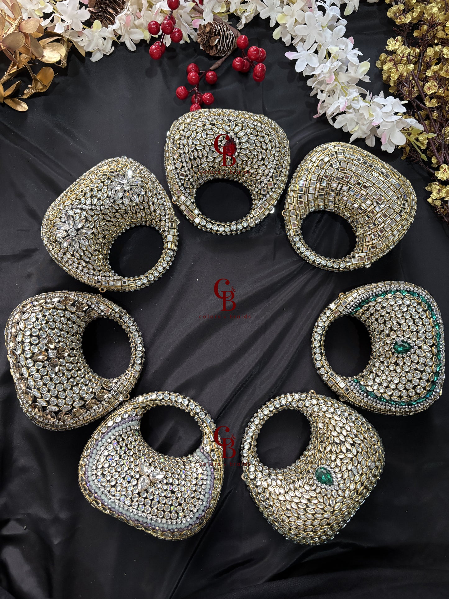 O Shaped Kundan Stone Clutch