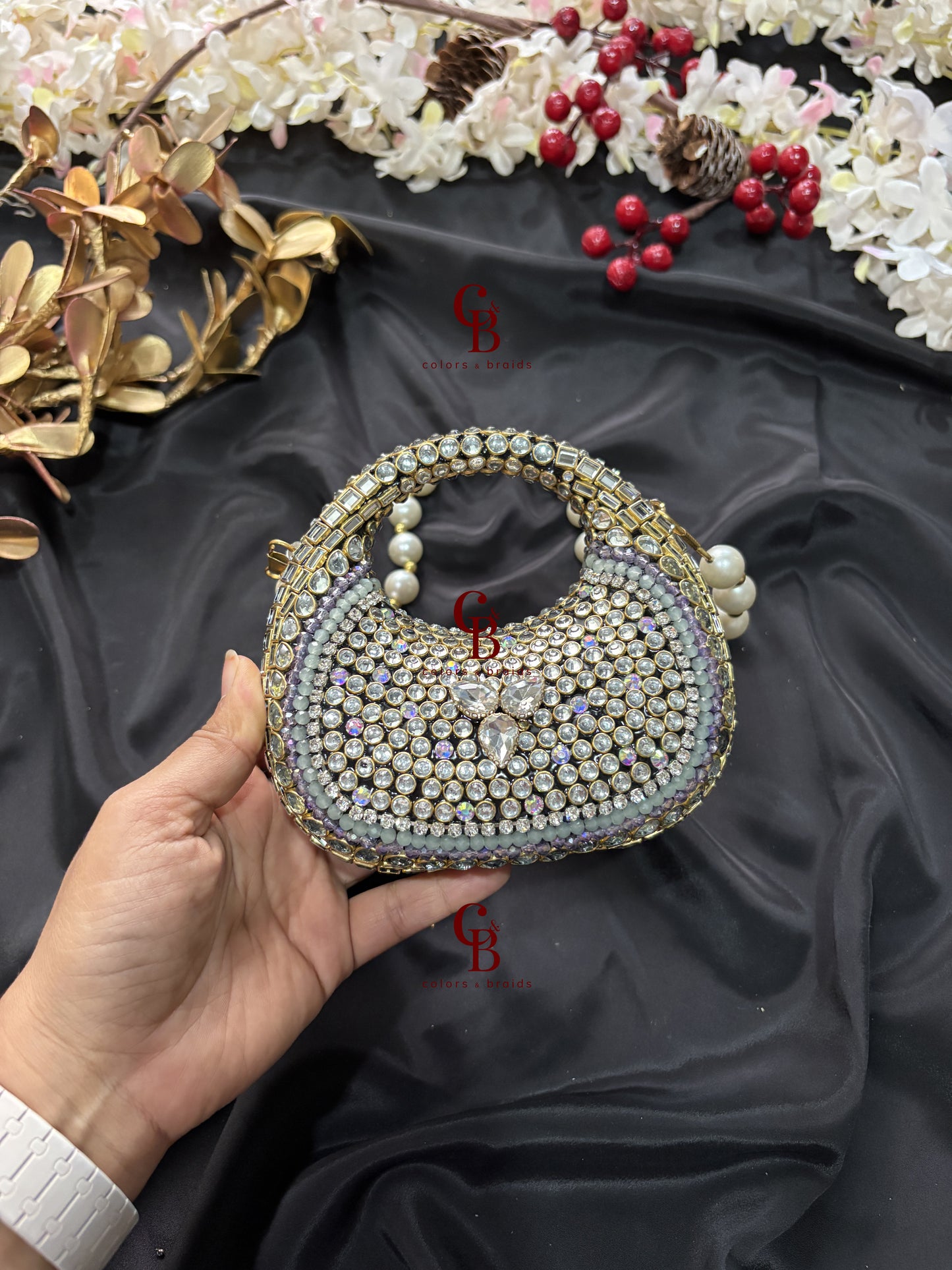 Elegant embellished clutch handcrafted in India