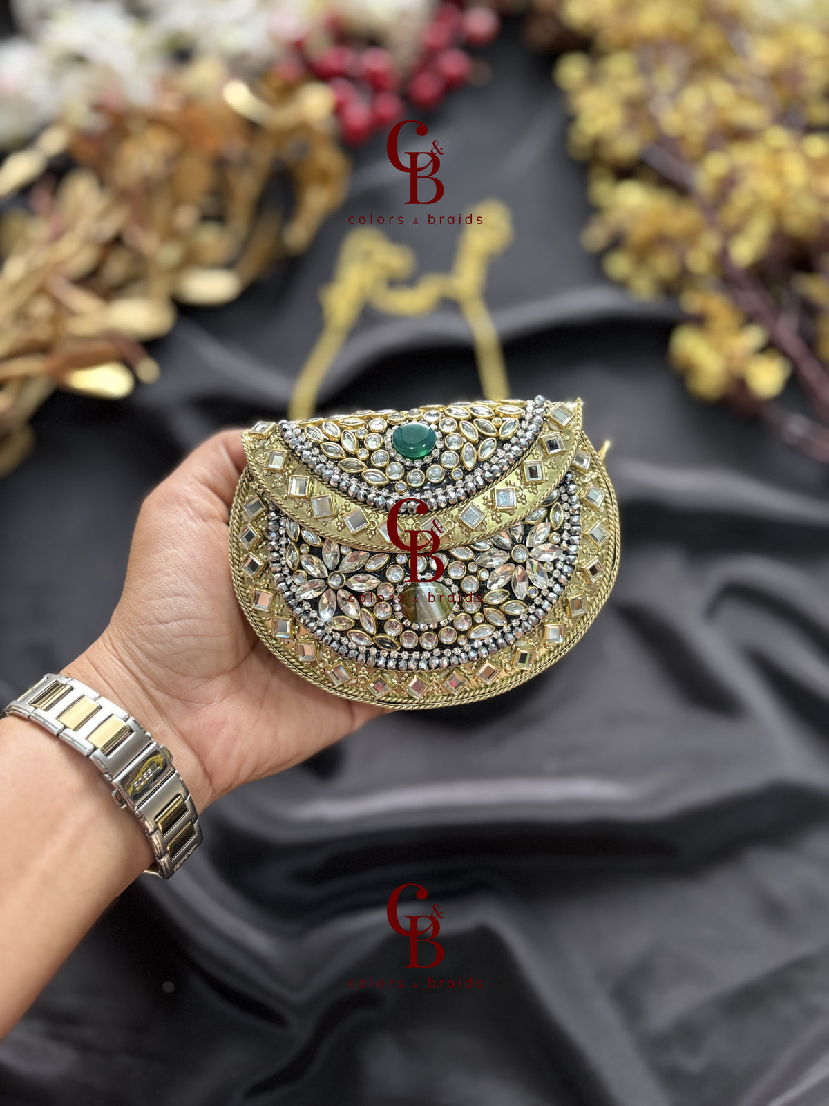 Zaira Mini Kundan Clutch