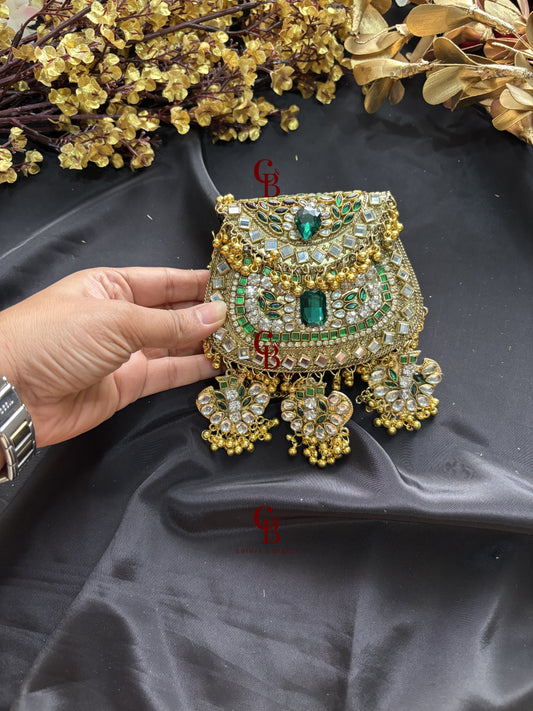 Nazakat Ghungroo Kundan Clutch - Gold