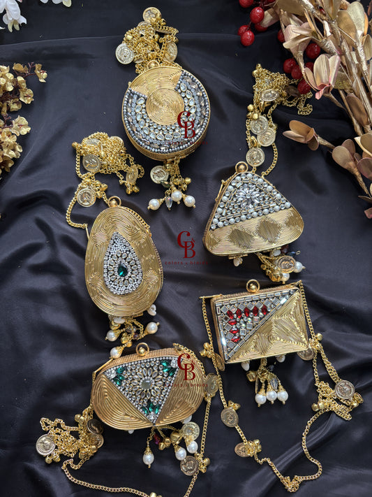 Kundan Coin Charm Clutch