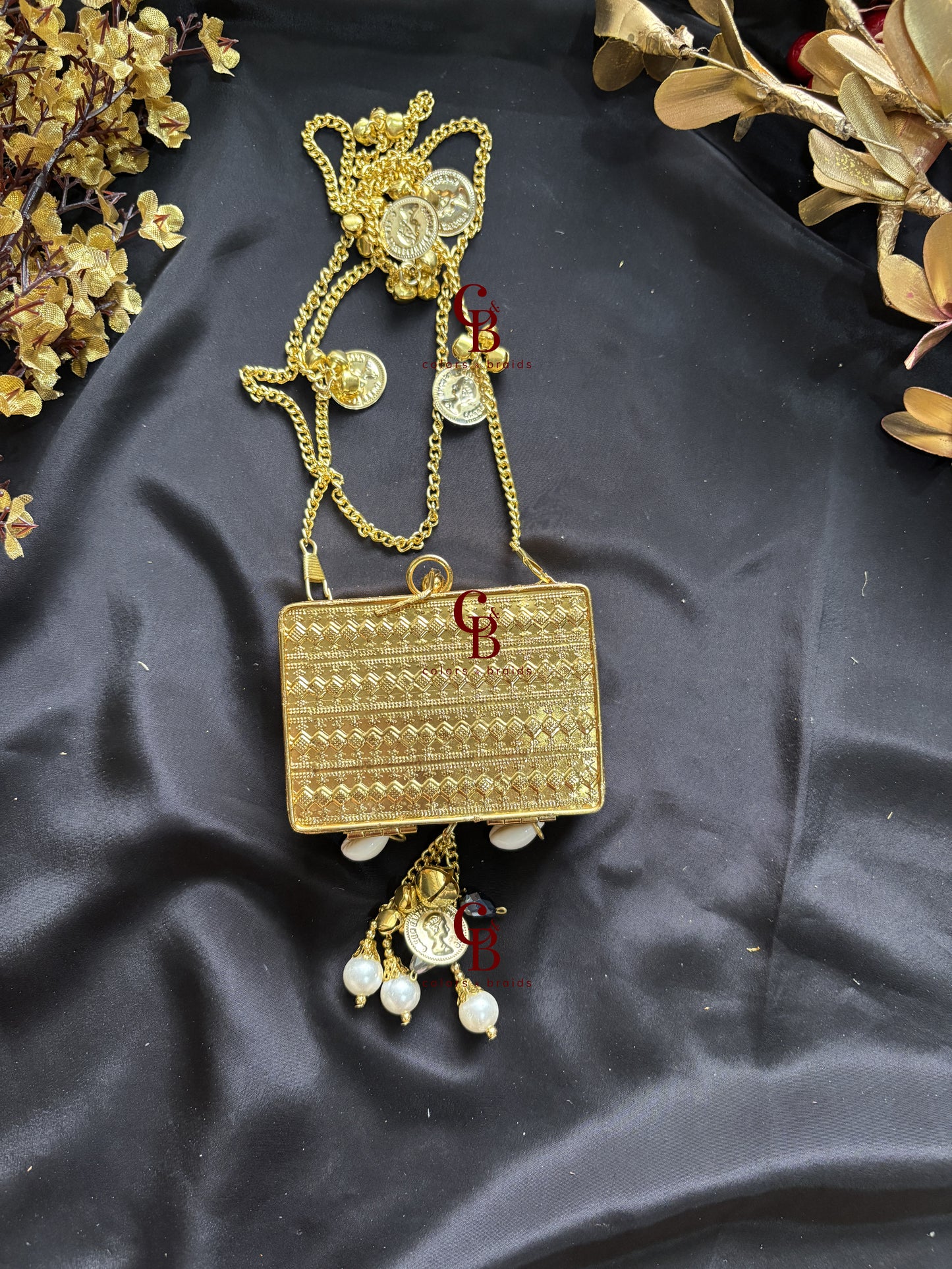 Kundan Coin Charm Clutch
