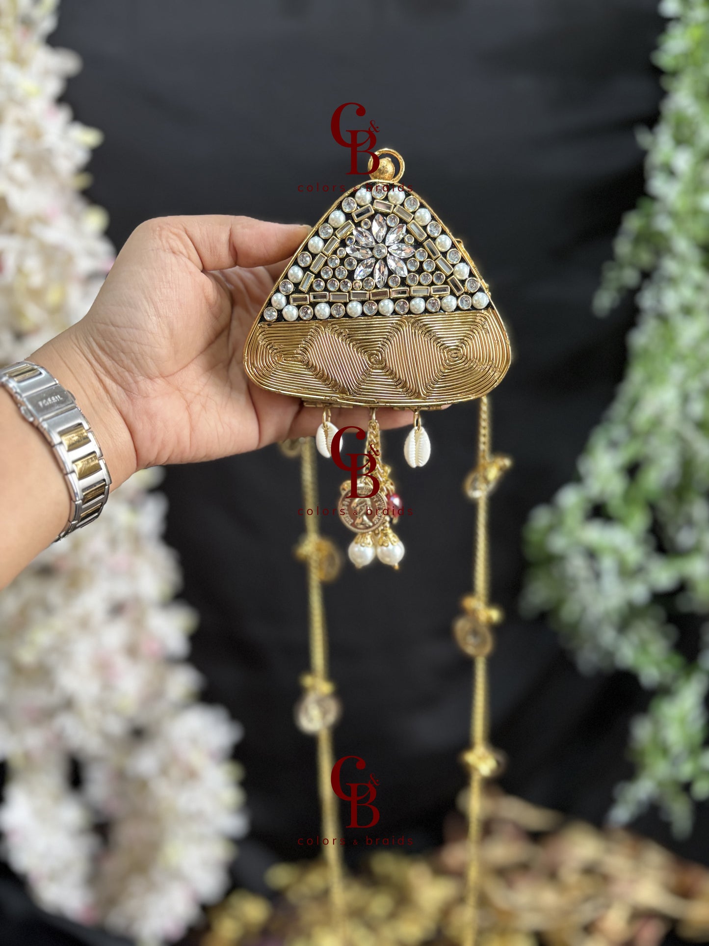 Kundan Coin Charm Clutch