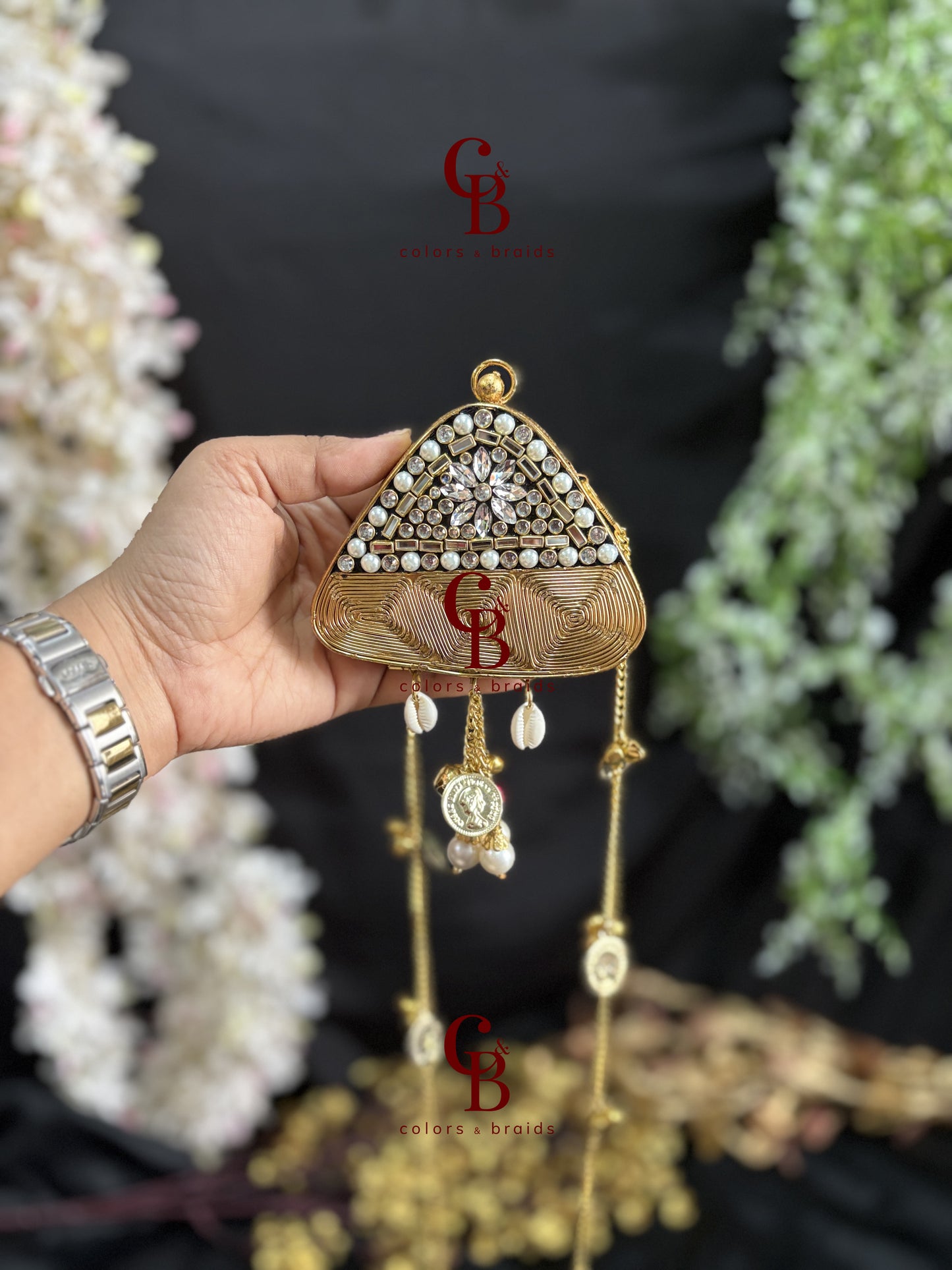 Kundan Coin Charm Clutch
