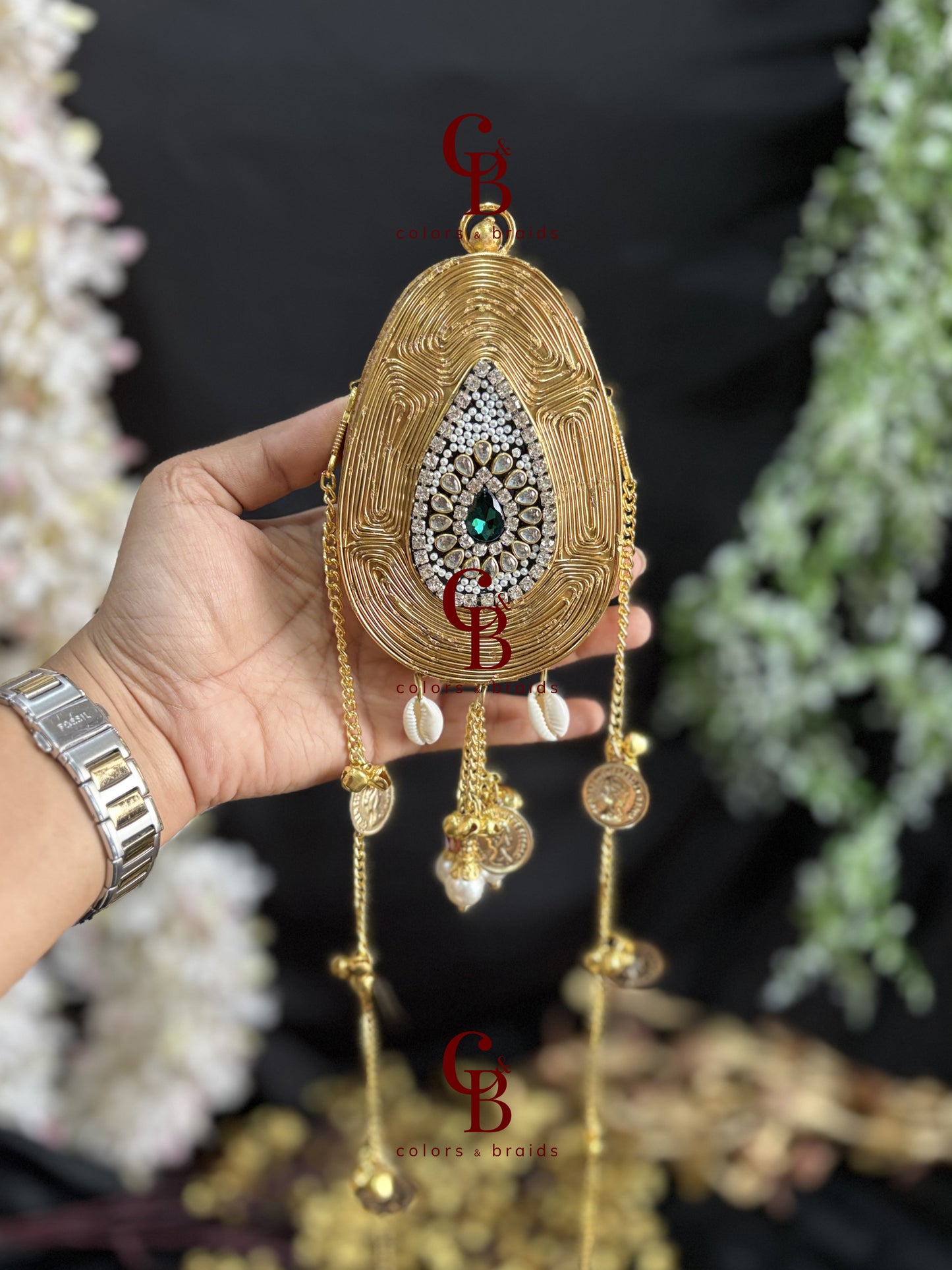 Kundan Coin Charm Clutch