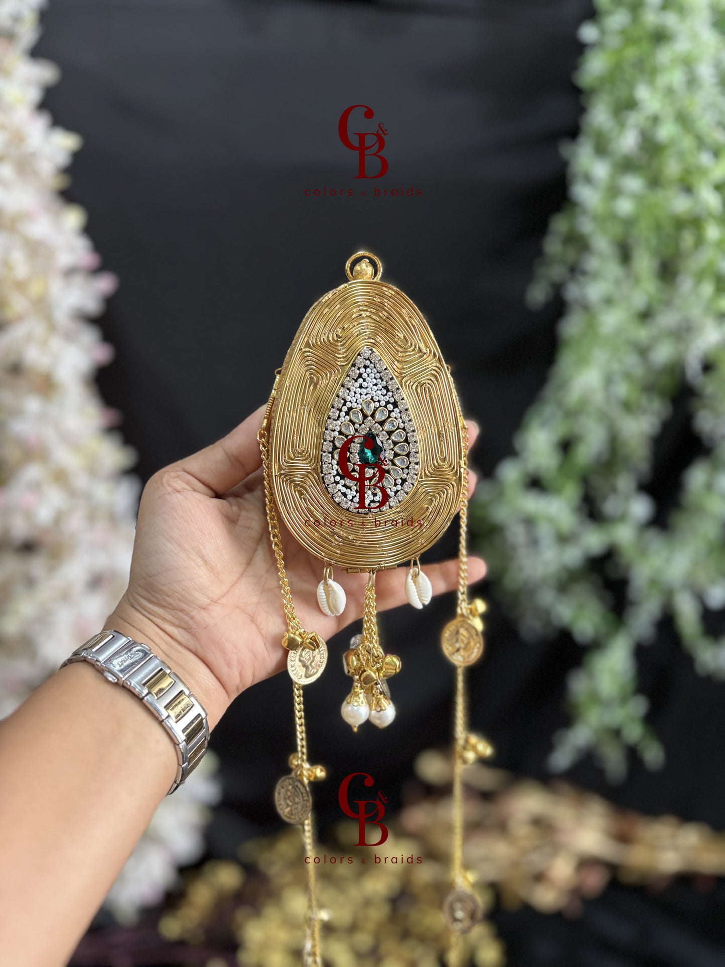 Kundan Coin Charm Clutch
