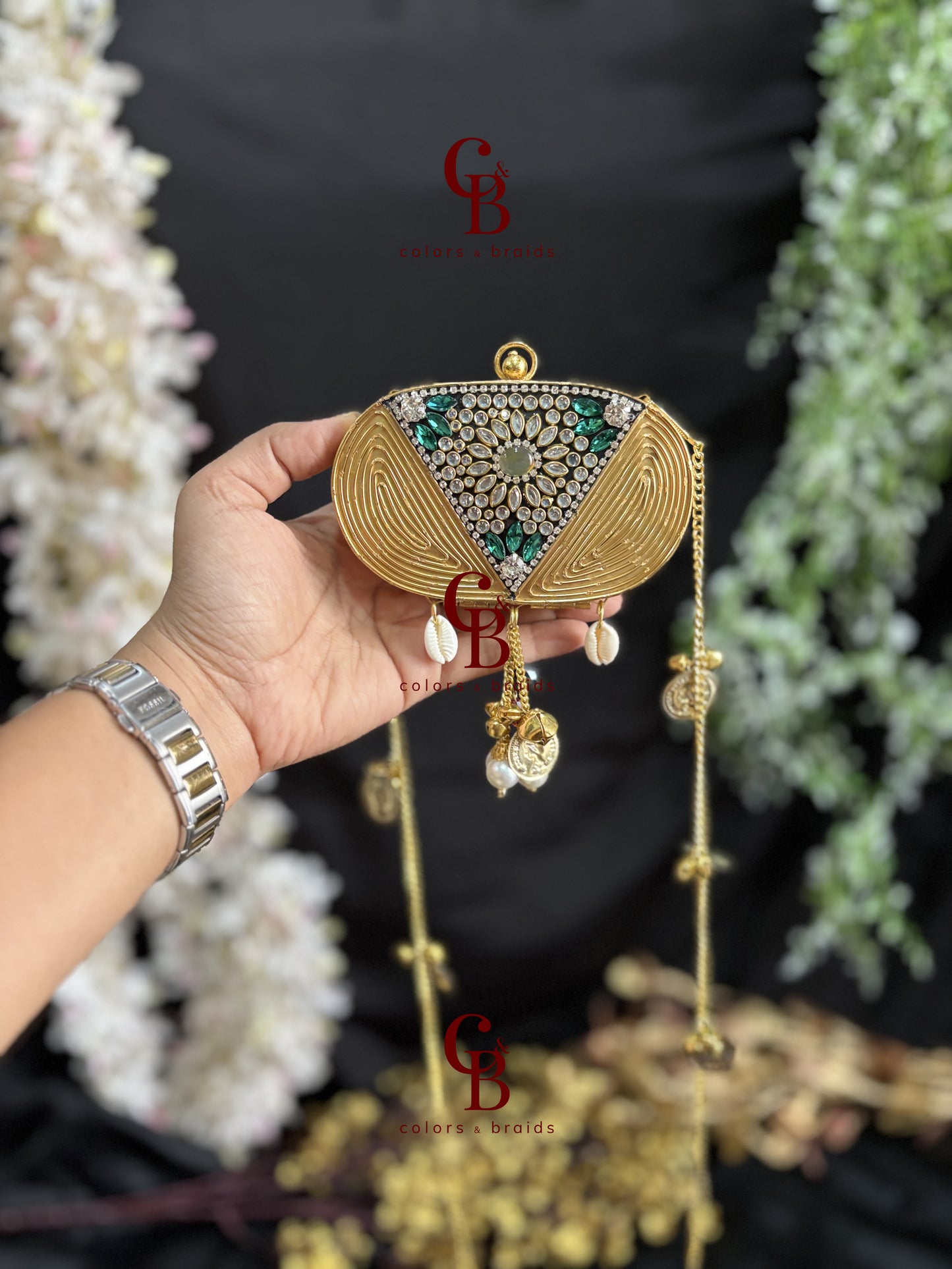 Kundan Coin Charm Clutch