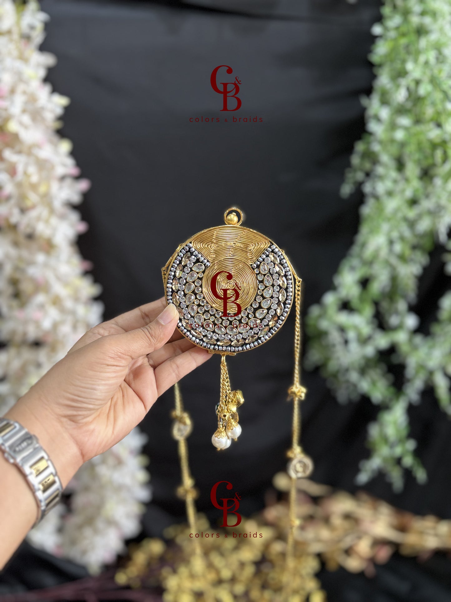 Kundan Coin Charm Clutch