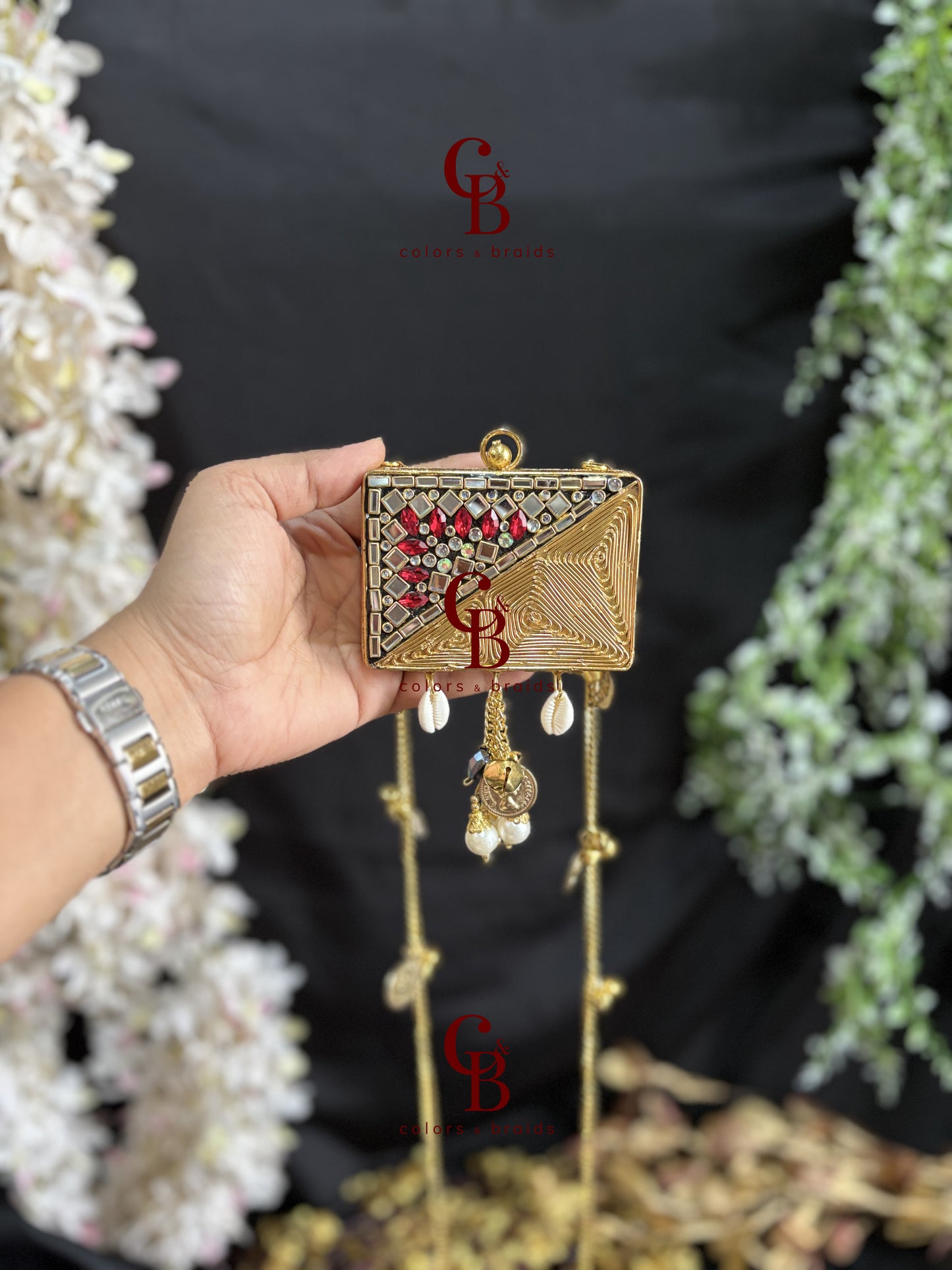 Kundan Coin Charm Clutch