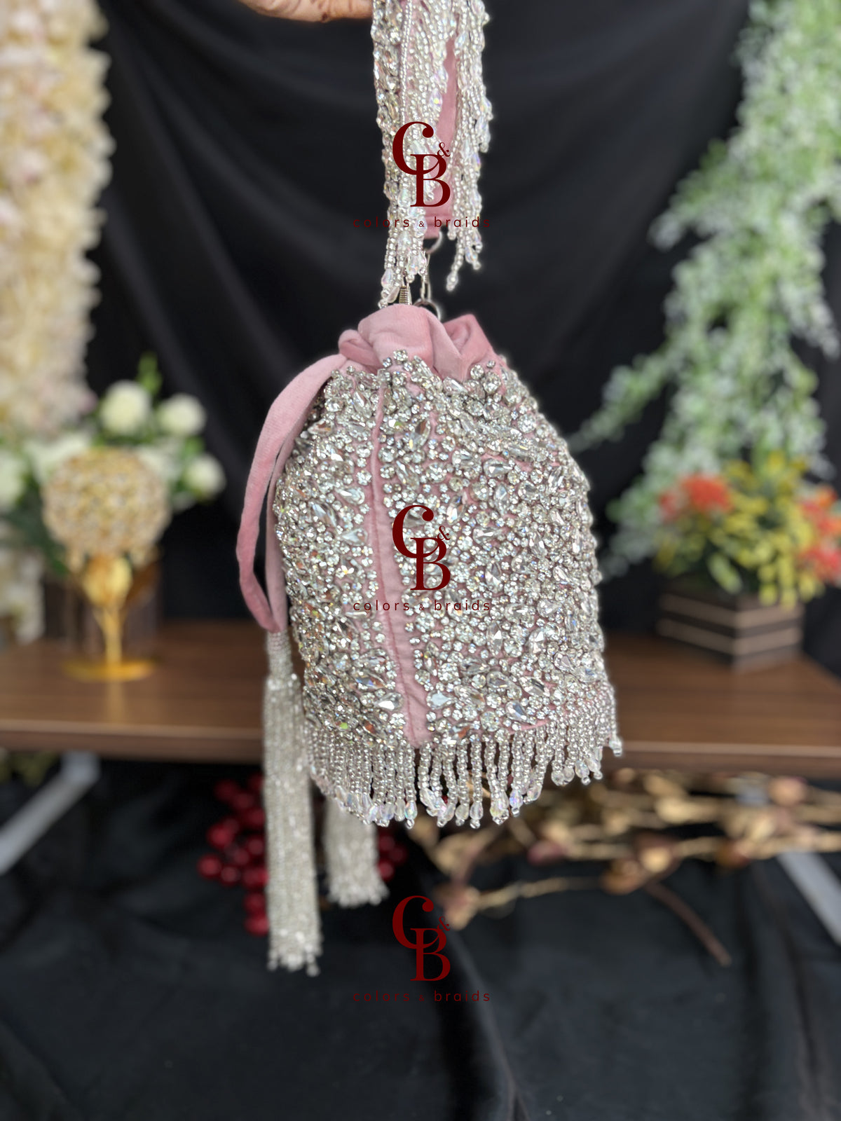 Tia Crystal Potli in Pink