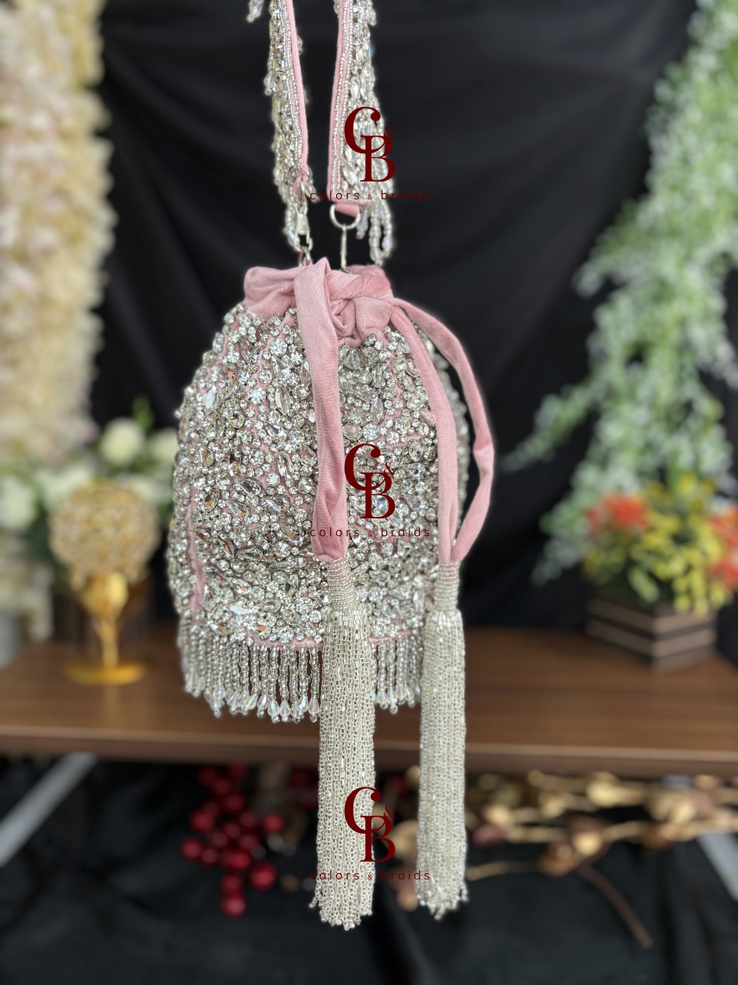 Tia Crystal Potli in Pink