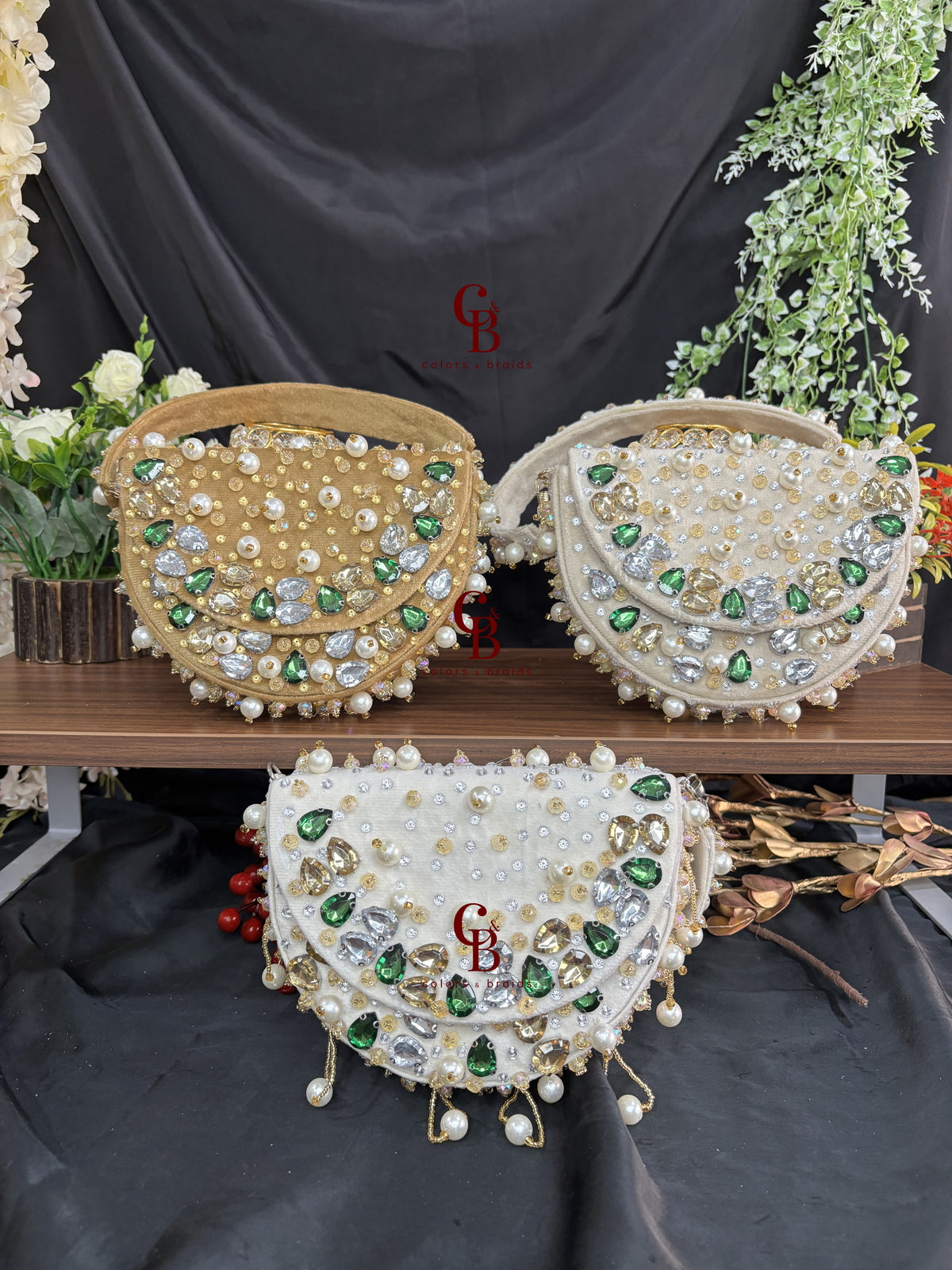 Zaira Crystal Velvet Moon  Bag