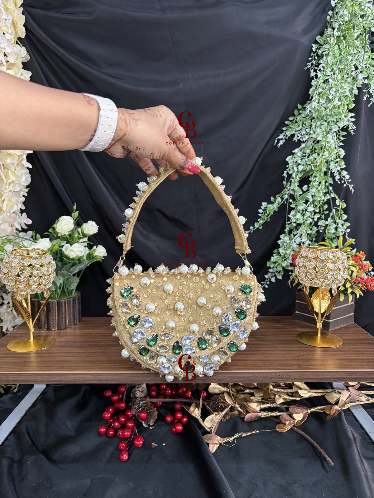 Zaira Crystal Velvet Moon  Bag