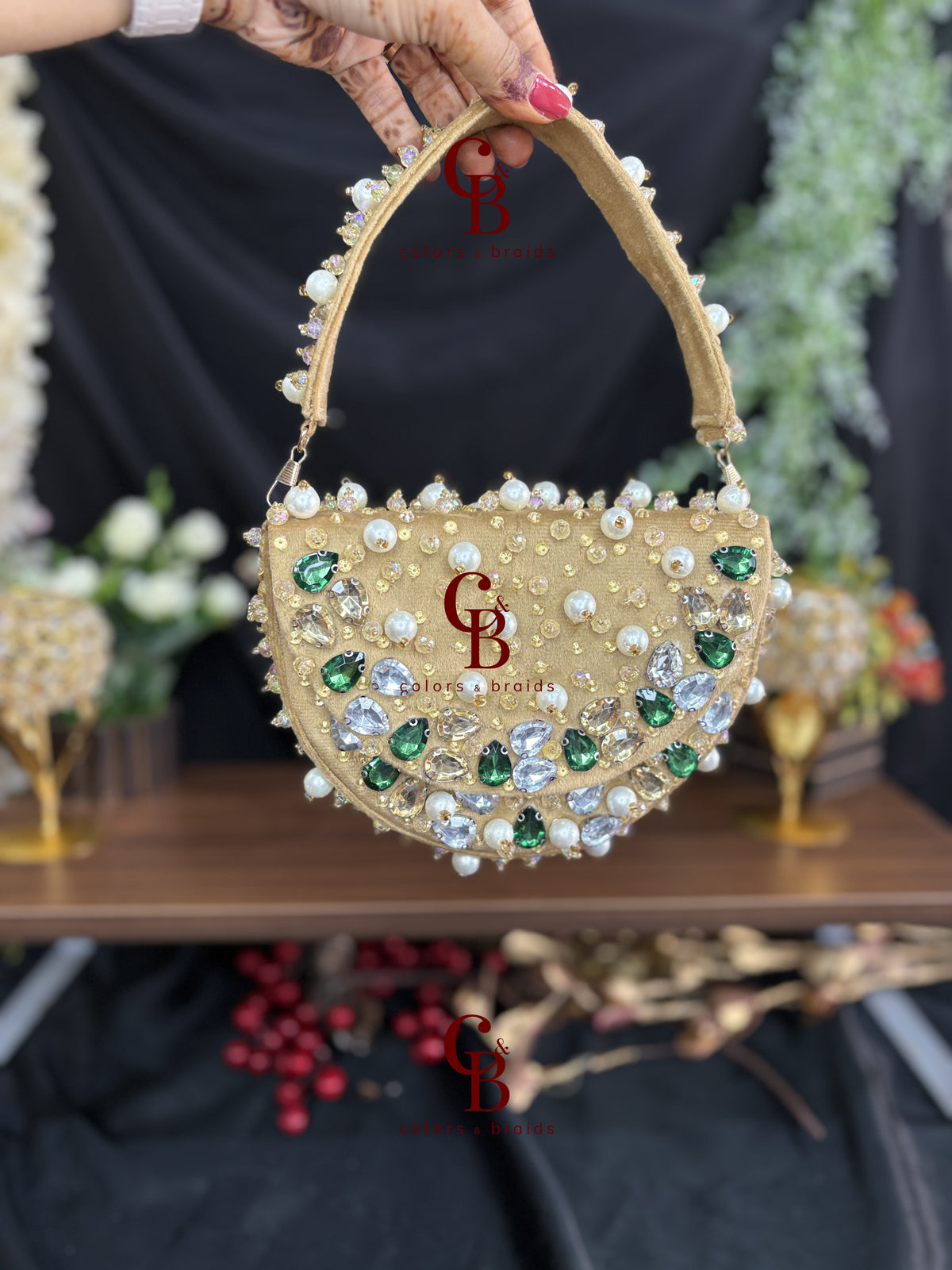 Zaira Crystal Velvet Moon  Bag