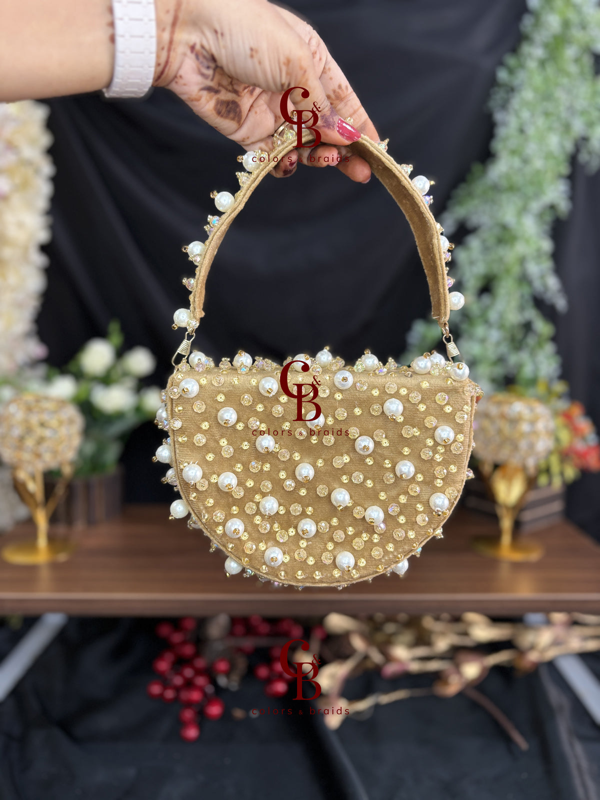 Zaira Crystal Velvet Moon  Bag