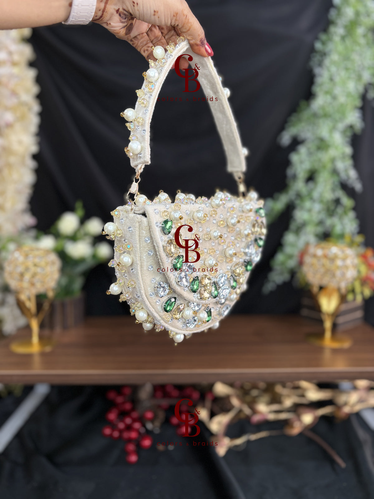 Zaira Crystal Velvet Moon  Bag