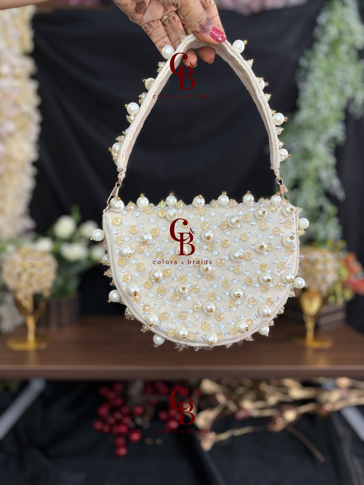 Zaira Crystal Velvet Moon  Bag