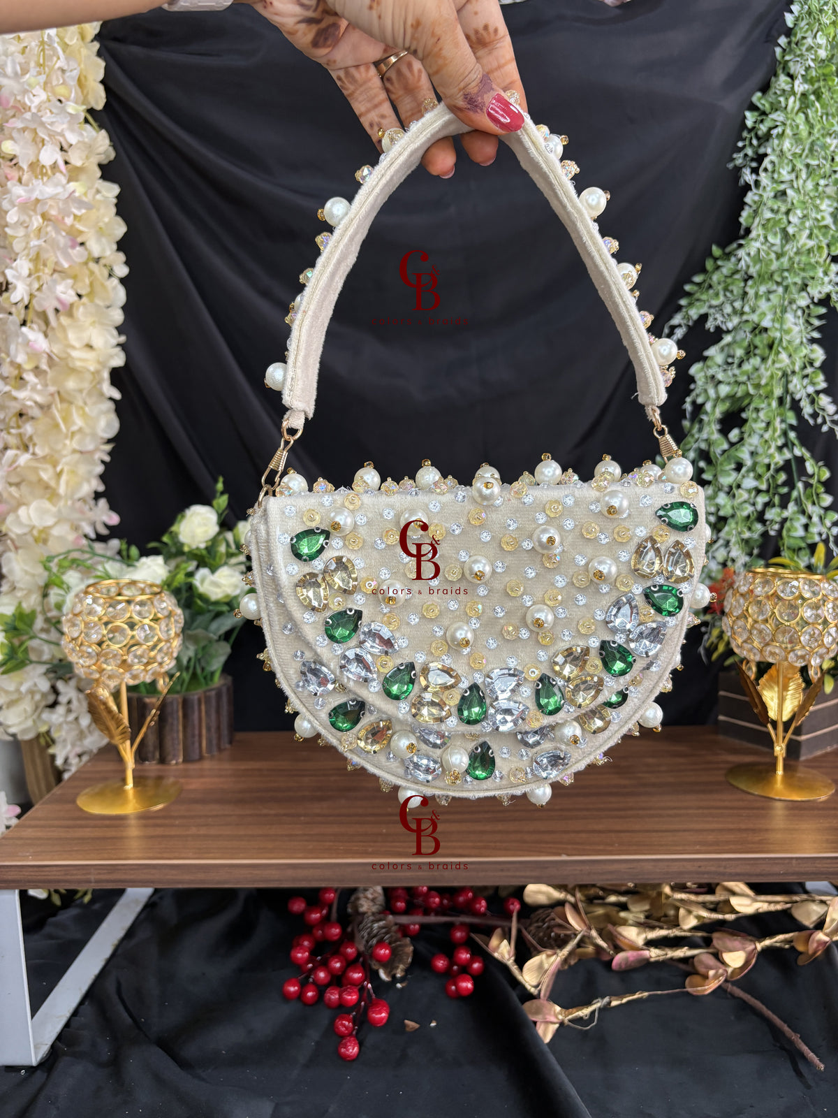 Zaira Crystal Velvet Moon  Bag