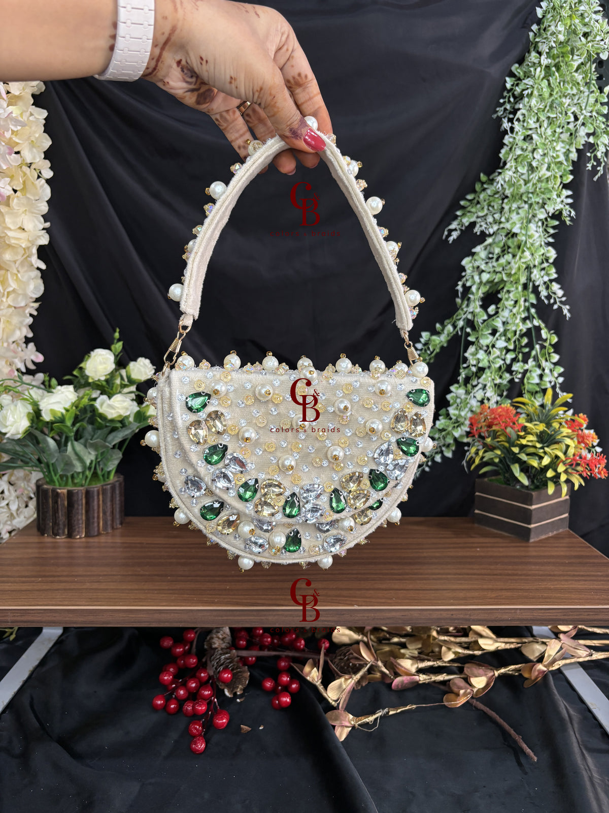 Zaira Crystal Velvet Moon  Bag