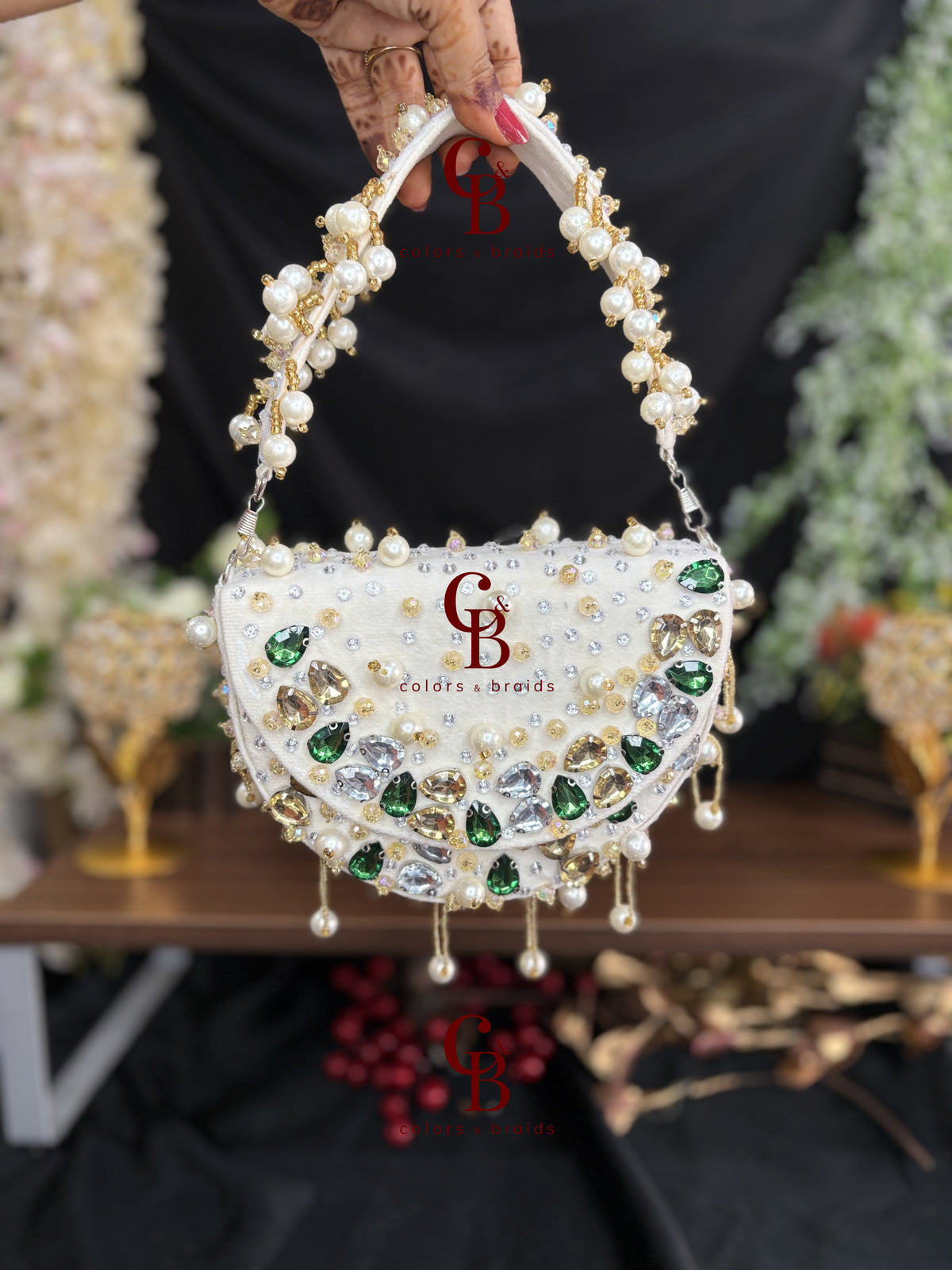 Zaira Crystal Velvet Moon  Bag