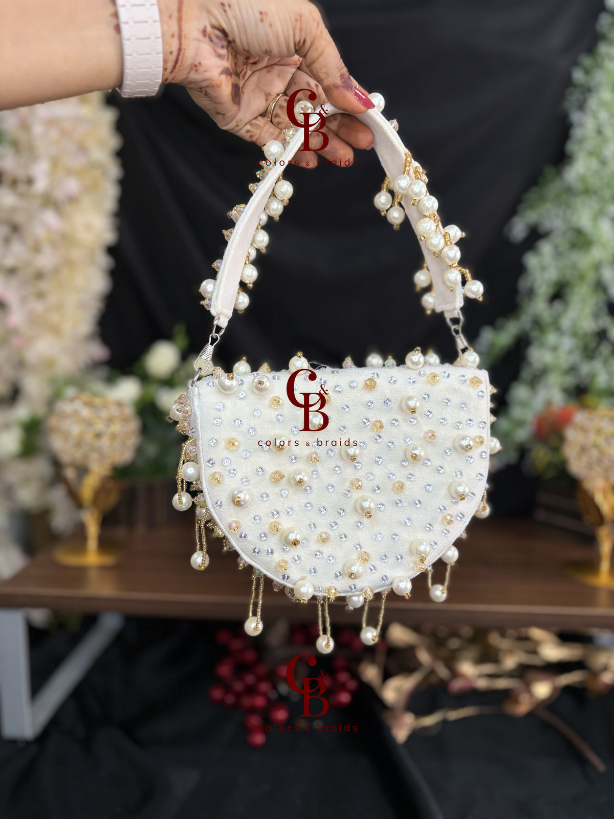 Zaira Crystal Velvet Moon  Bag