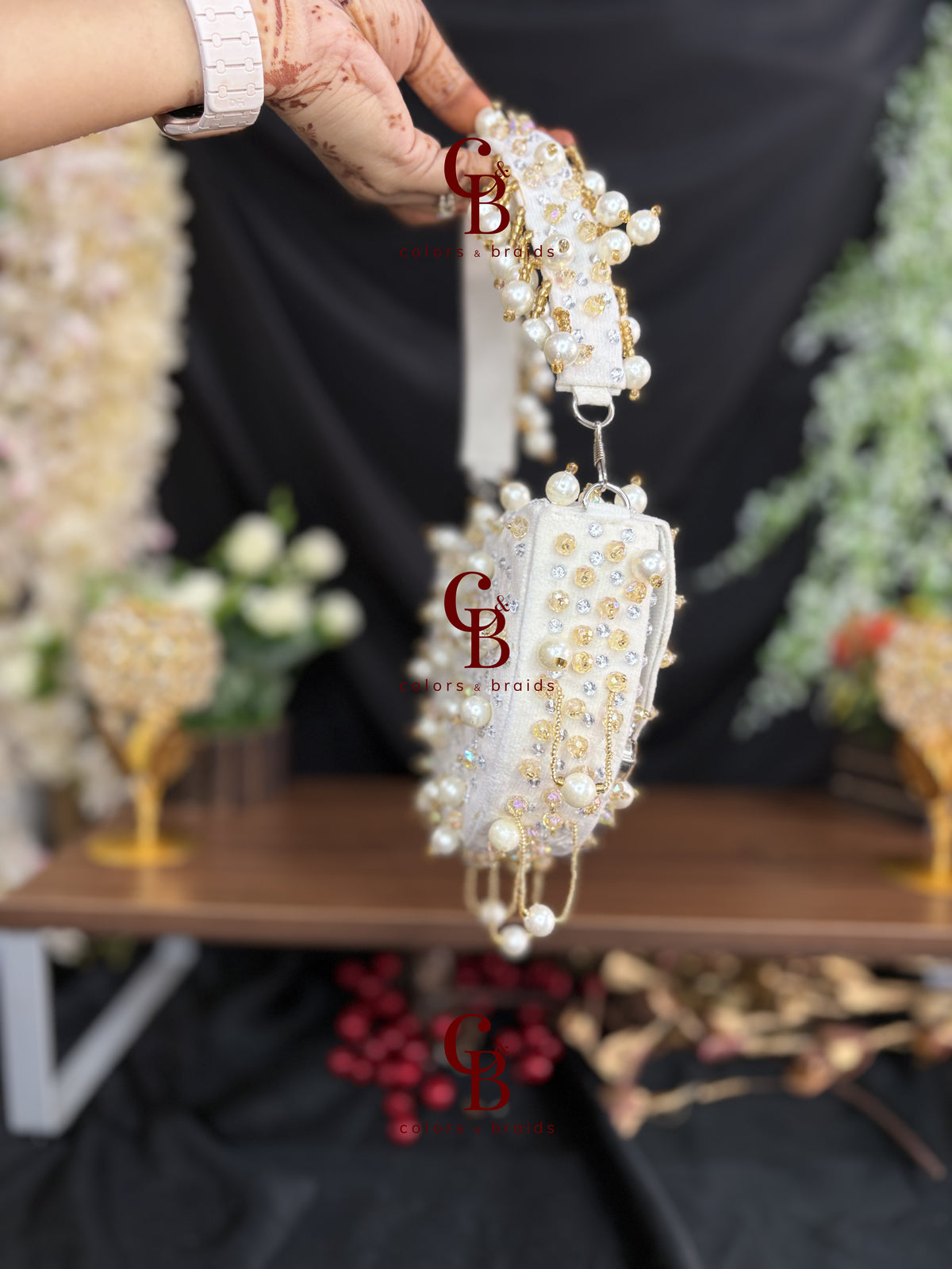 Zaira Crystal Velvet Moon  Bag