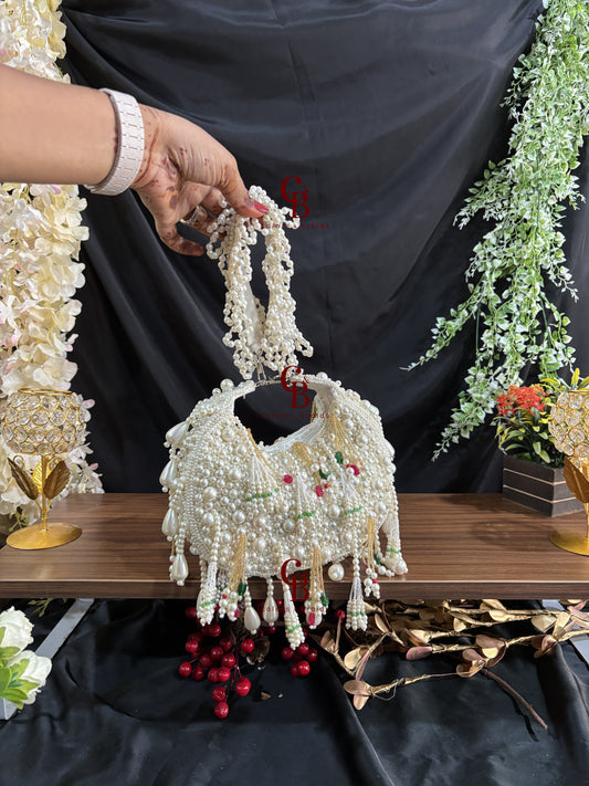 Nazia Pearl & Emerald Potli Bag
