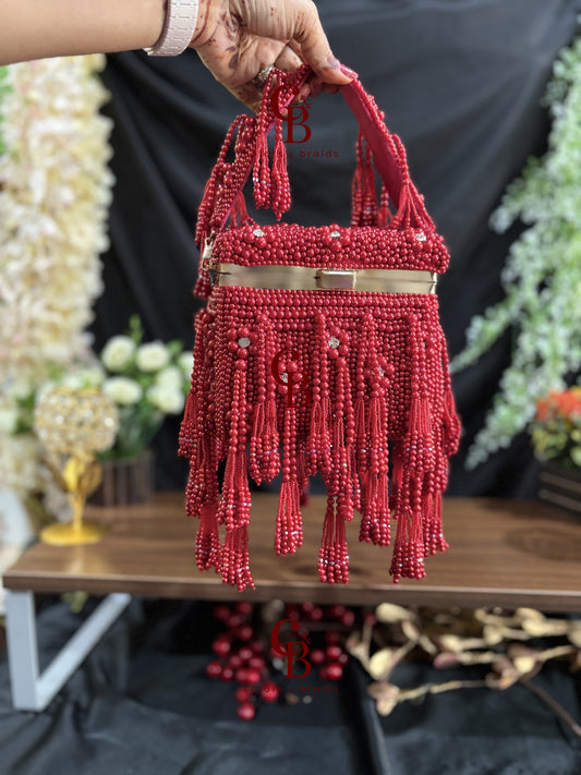 Pearl Cube Clutch - Red and Pink
