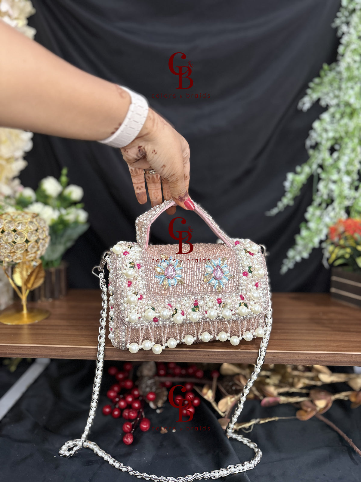 Gulnaaz Flap in Pink and Gold CutDana