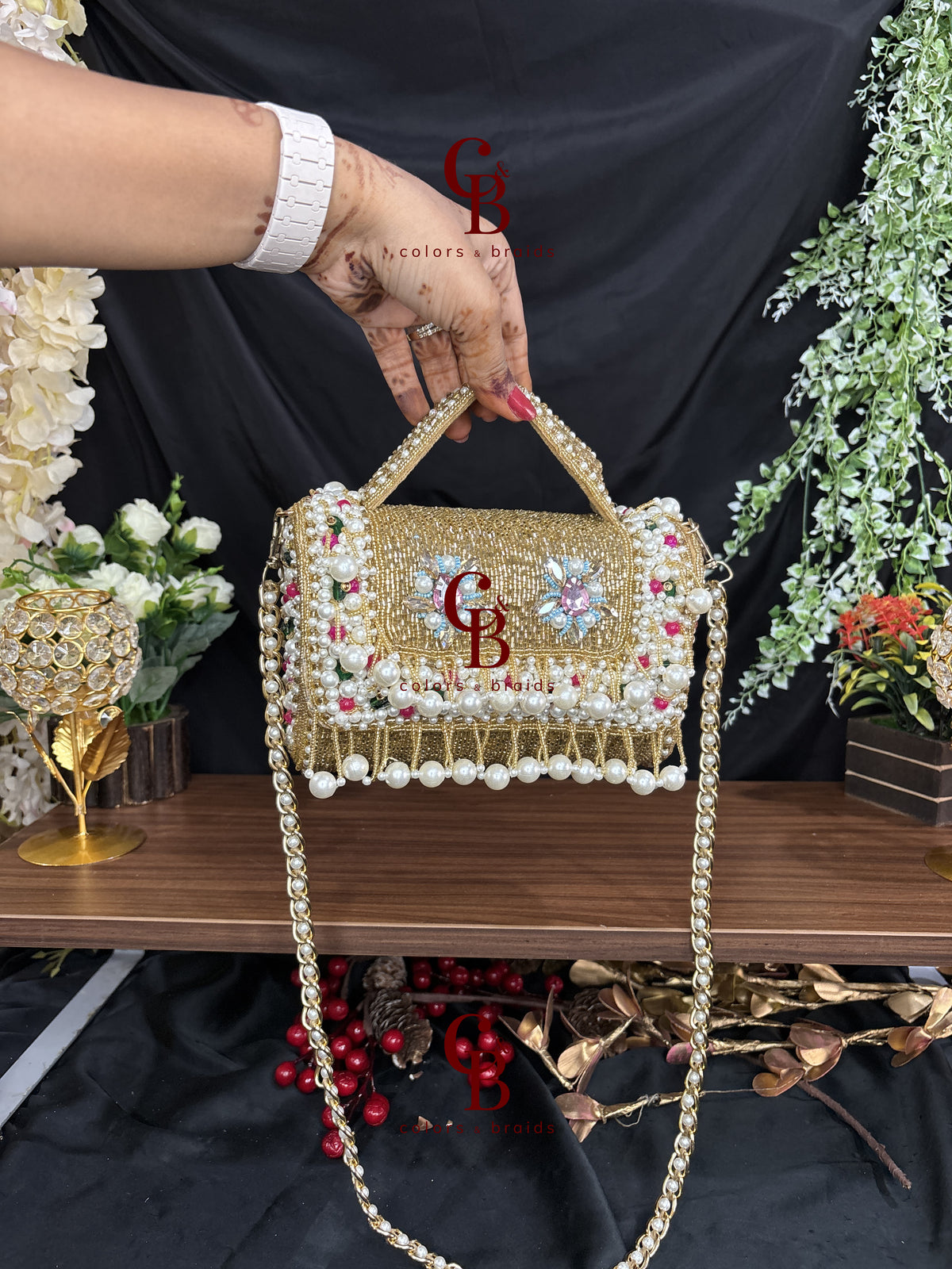 Gulnaaz Flap in Pink and Gold CutDana