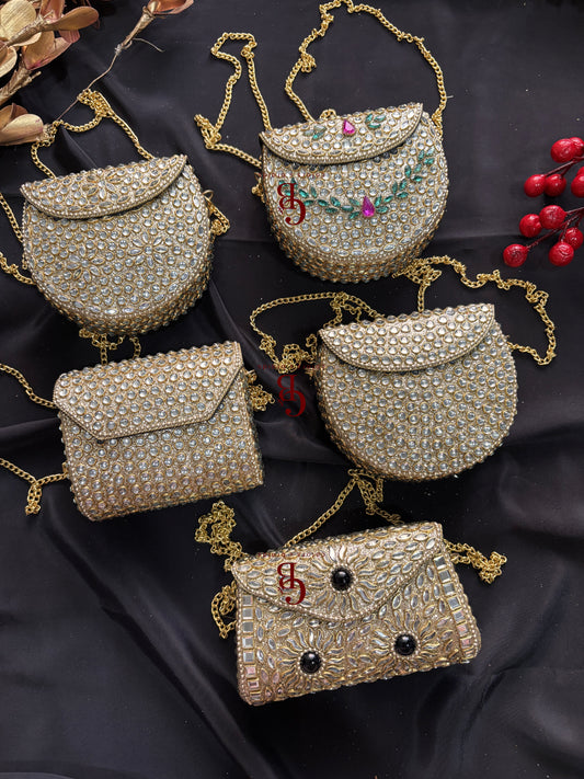 Diana Glittering Kundan Clutch