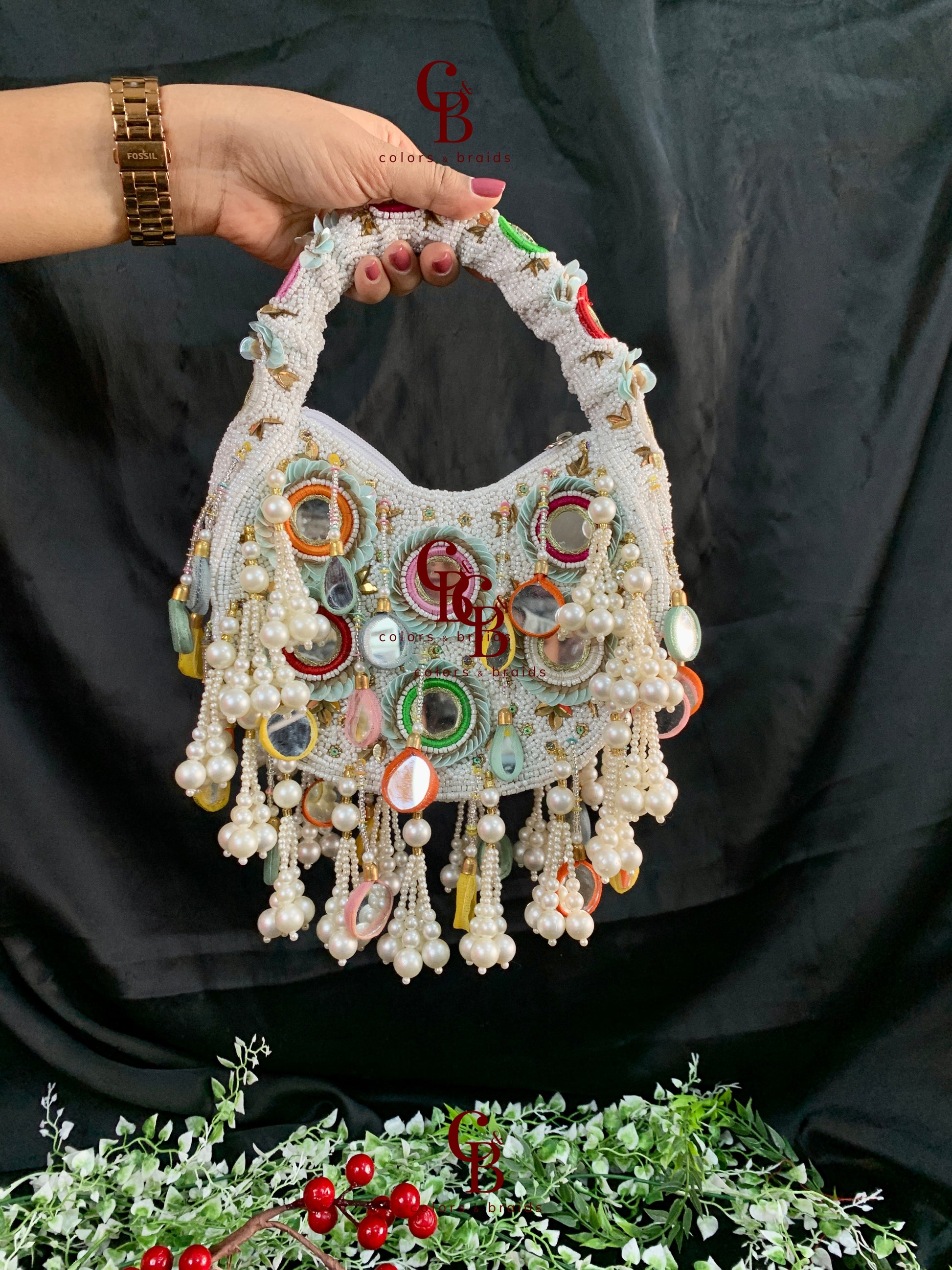 Multicolor Real Mirror Potli - Main Image