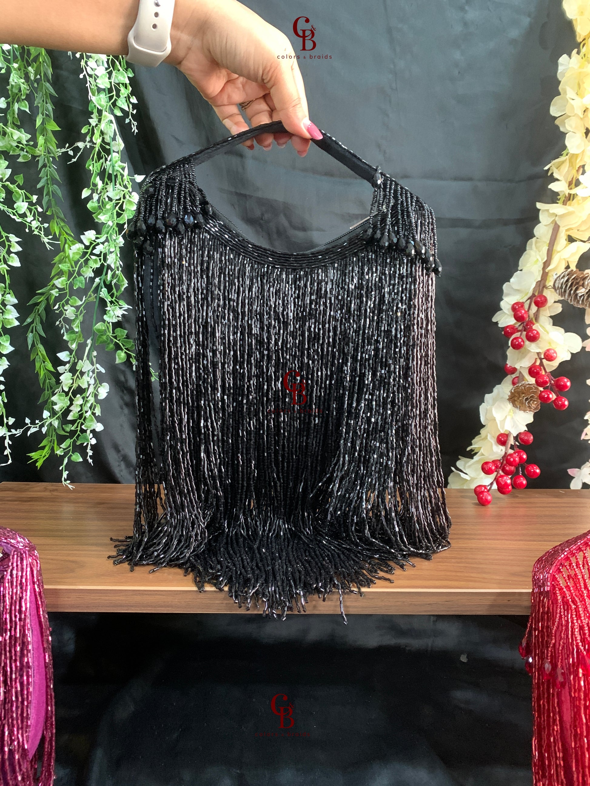 Moonlight Long Cut Dana Tassels Potli