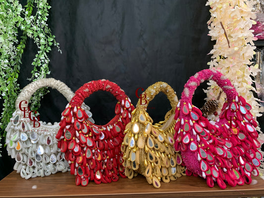Zoe Mirror _ Gold, Red, Pink and Red Potli