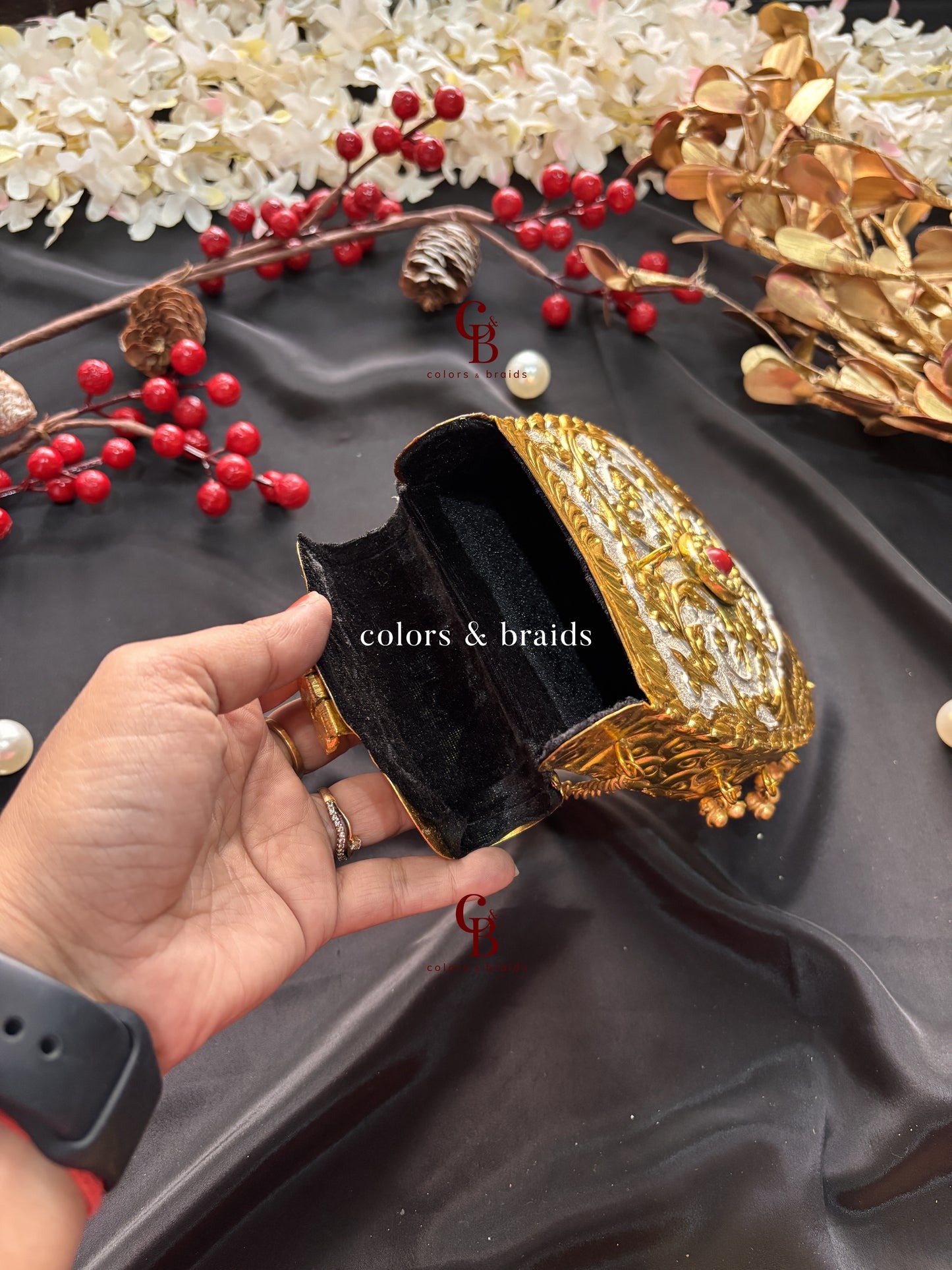 Noor Gold Brass Clutch