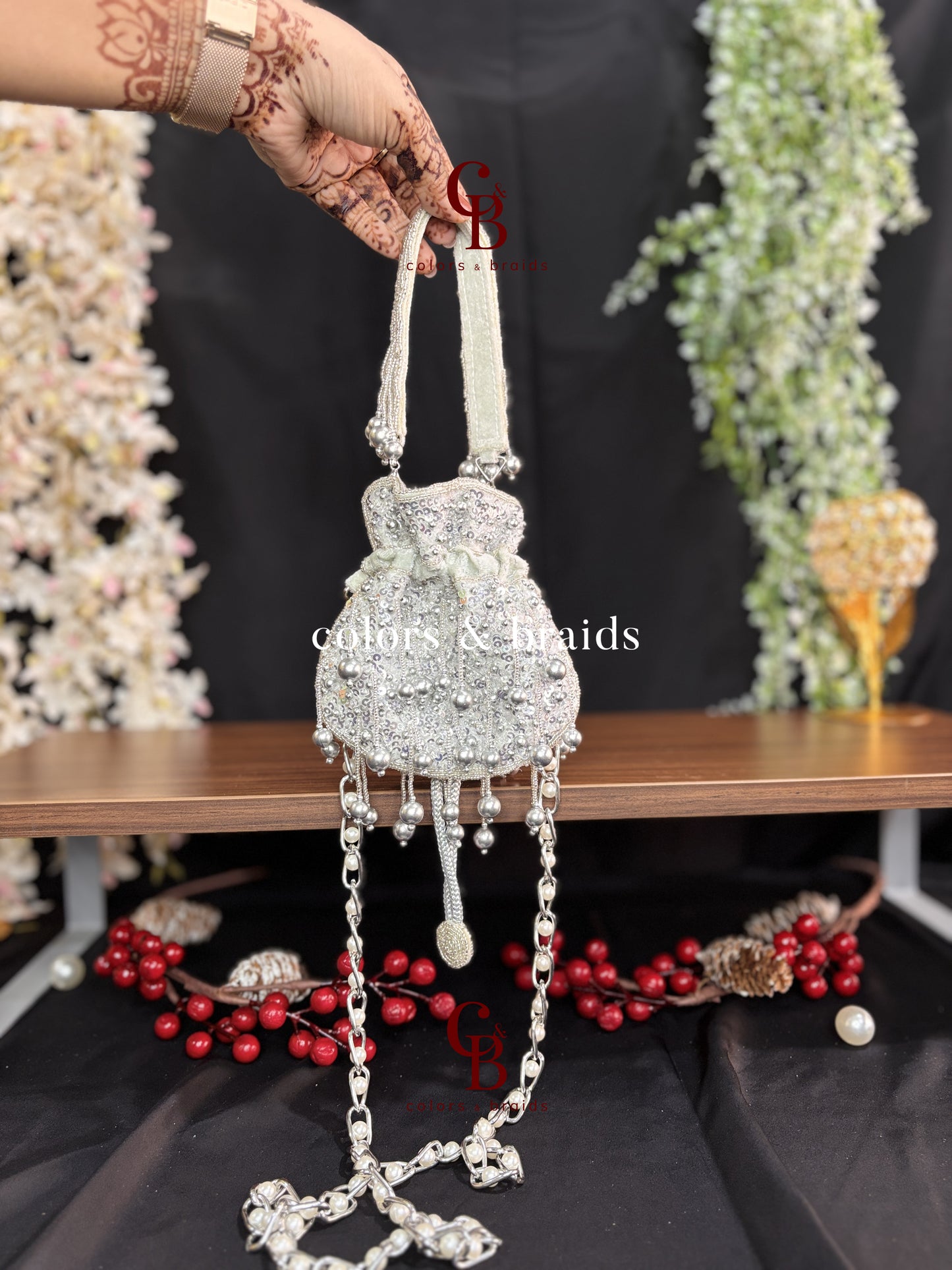 Sequin Pearl Mini Potli