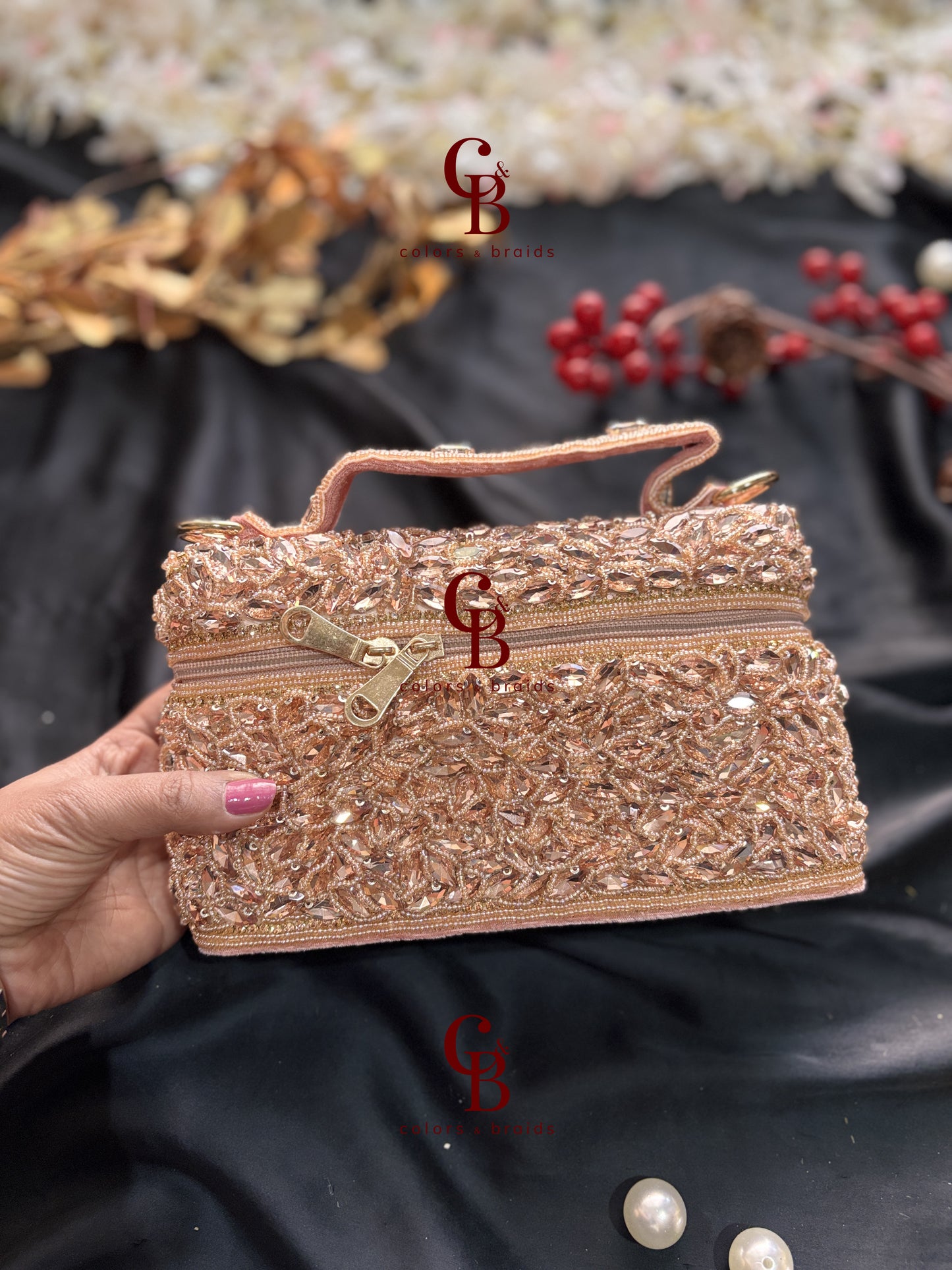 Zaria Crystal Zip Bag