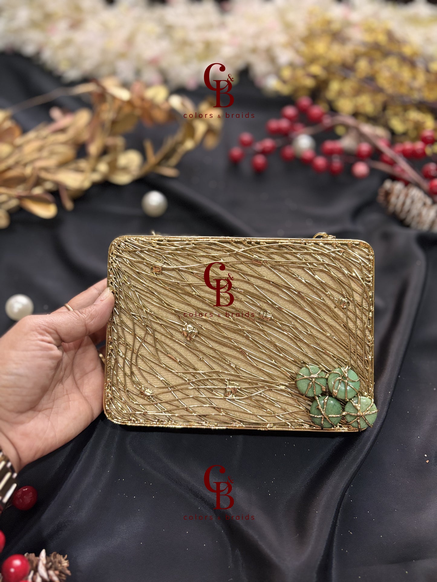 Urvashi Mother of Pearl Brass Clutch _ MOP Clutch