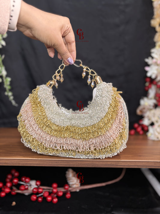 Cut dana  Moon Shap Bag - Gold, Silver, Rose Gold Mix