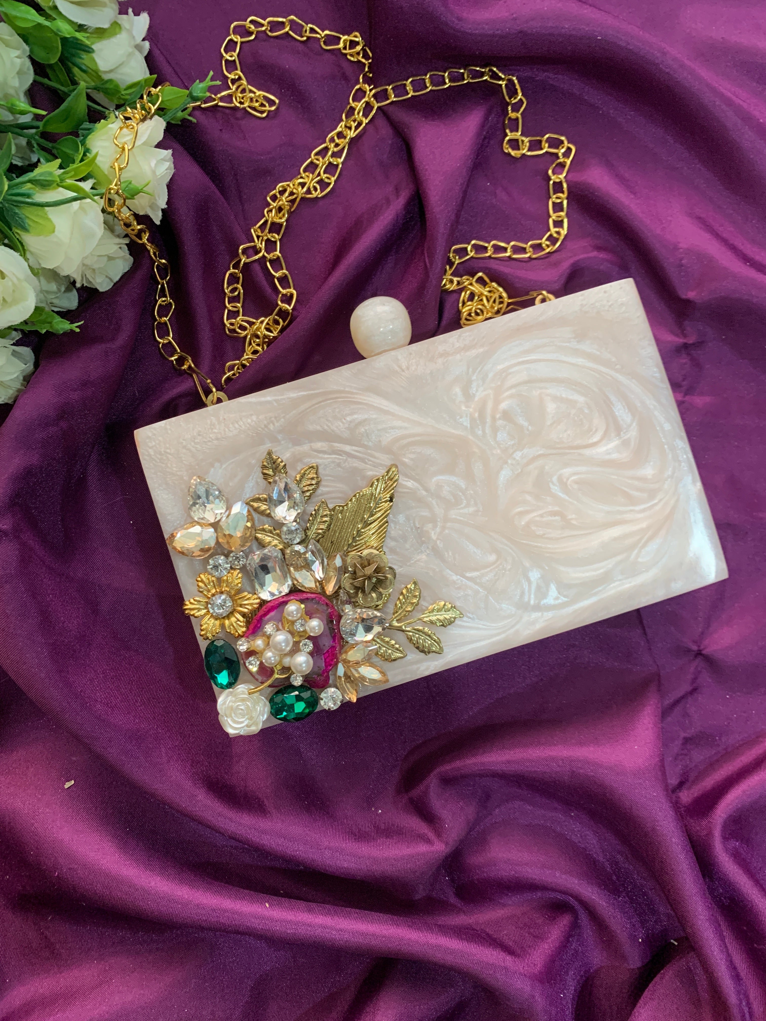 Radiant Ruched Resin Clutch – colorsandbraids