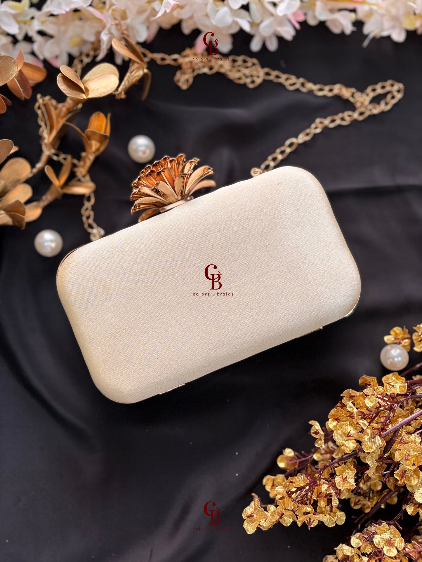 Maya Rectangle Clutch with Lotus lock