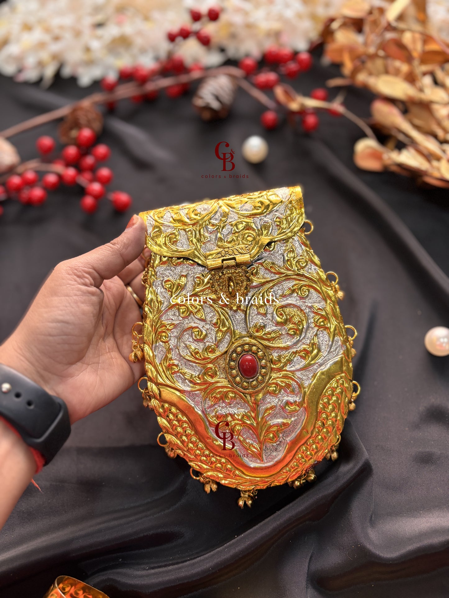 Noor Gold Brass Clutch