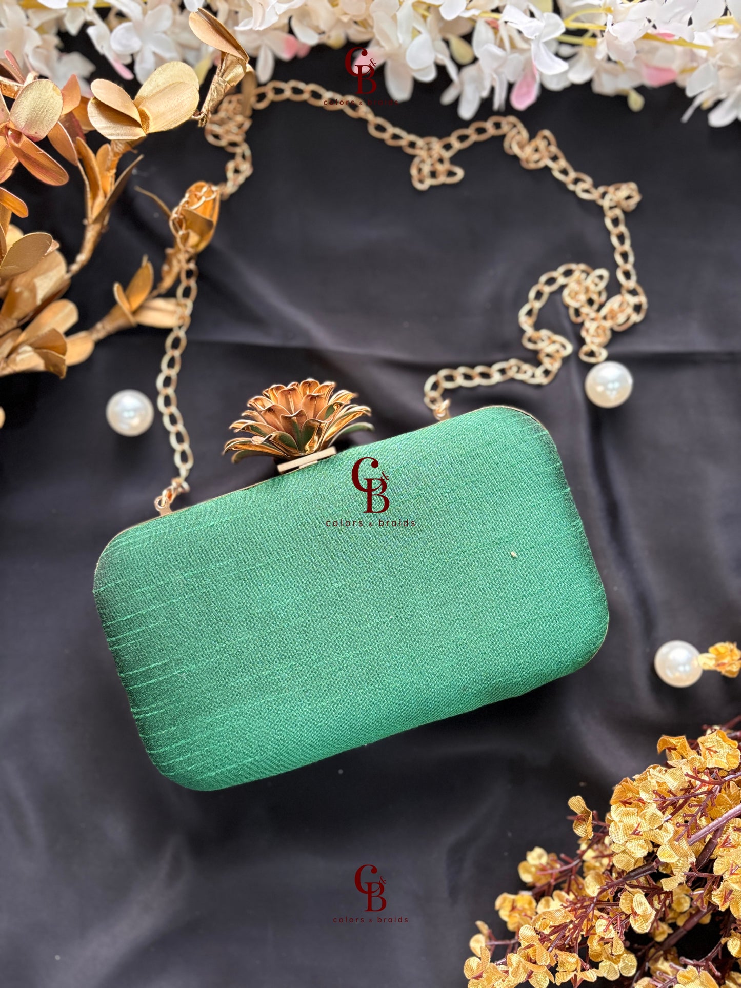 Maya Rectangle Clutch with Lotus lock