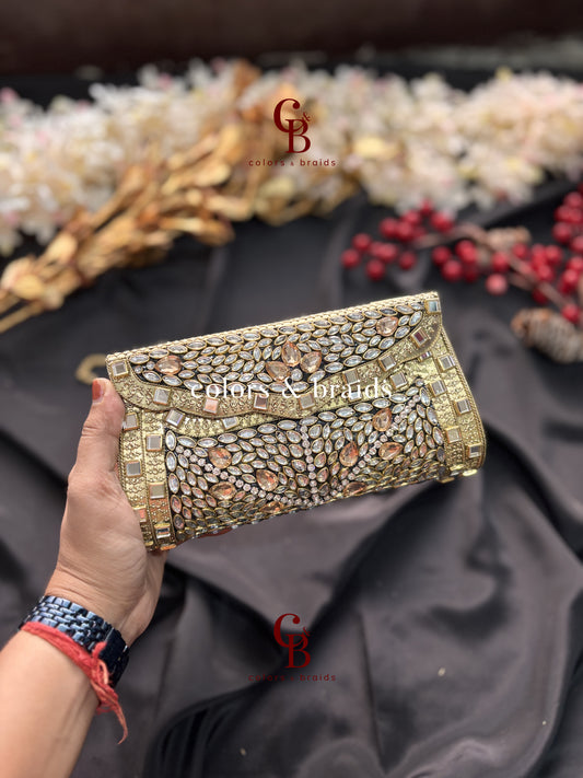 Saliba Metal Kundan Clutch