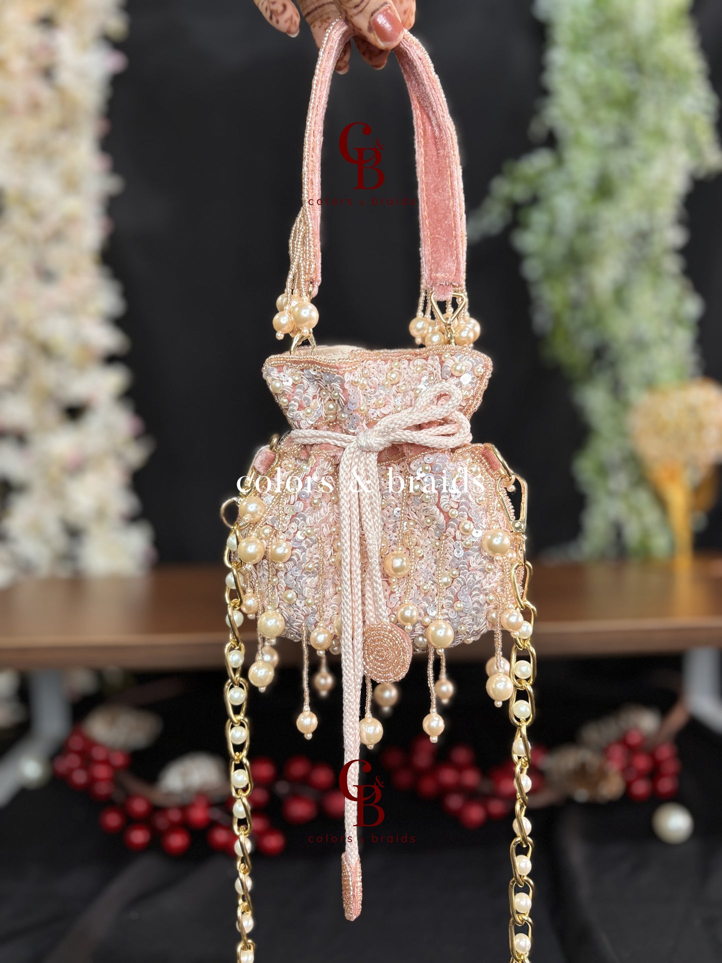 Sequin Pearl Mini Potli