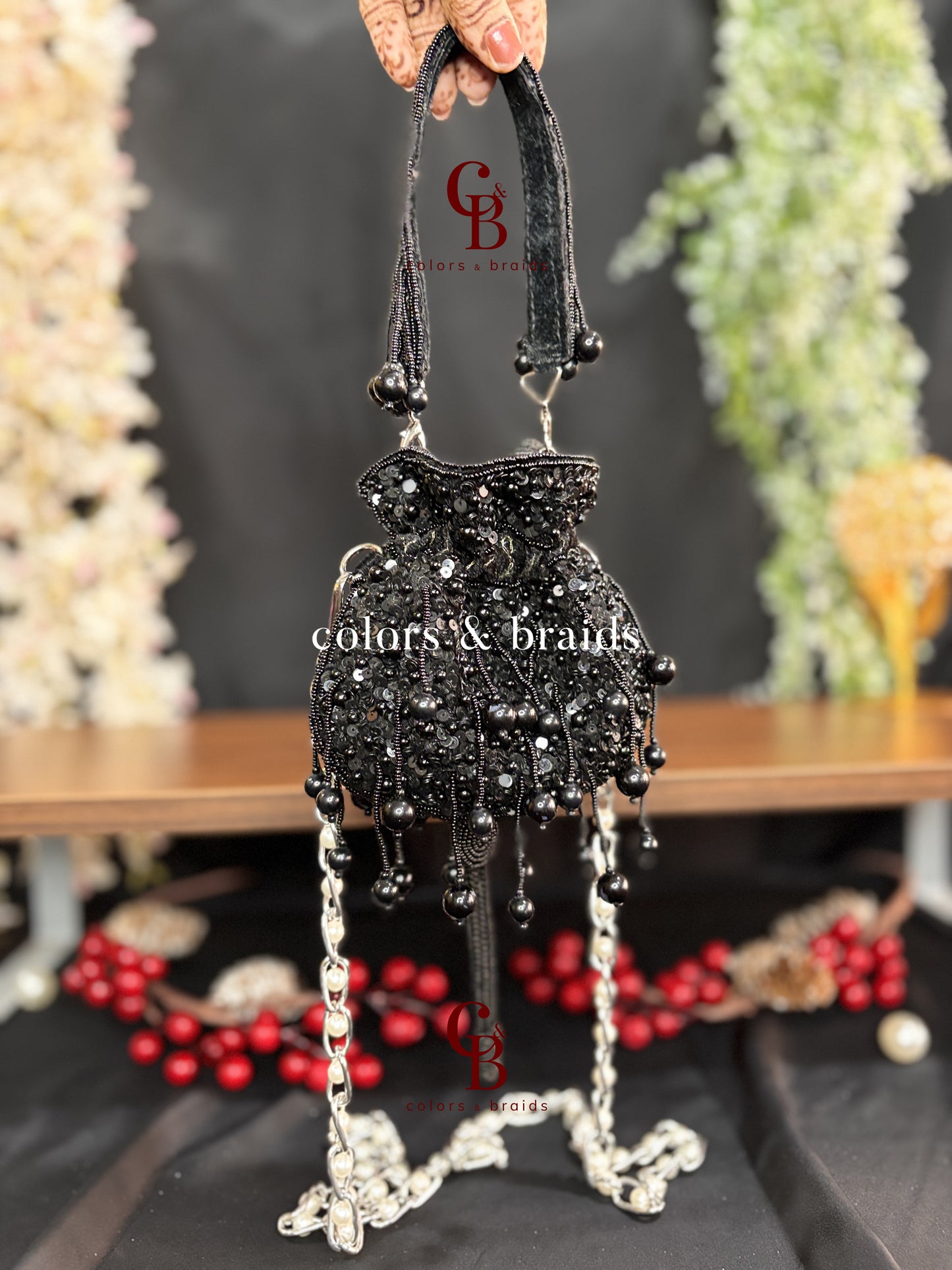 Sequin Pearl Mini Potli