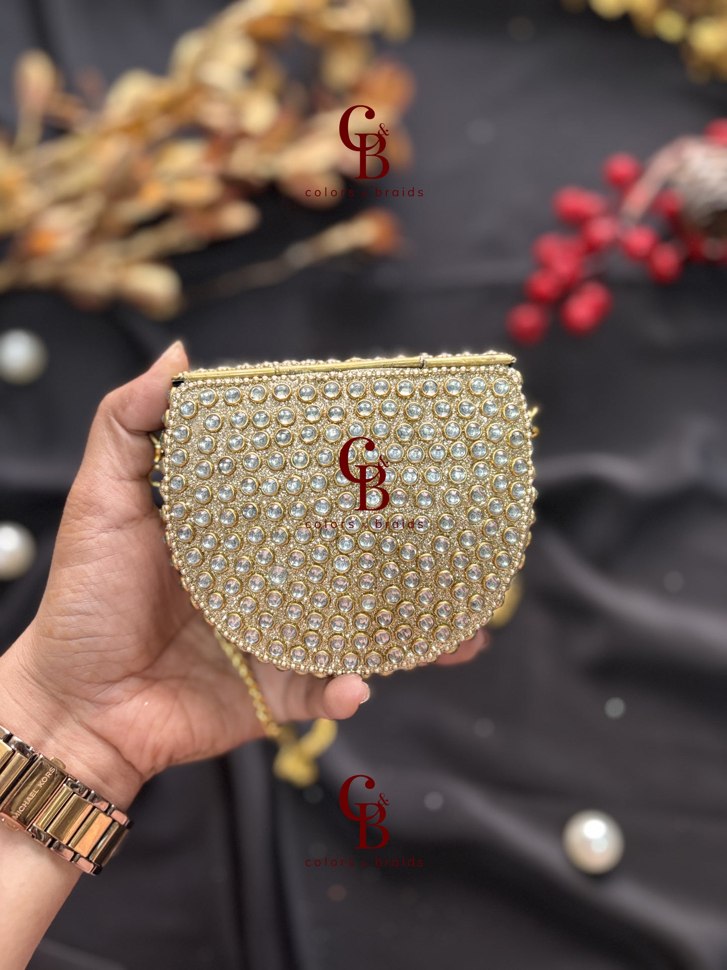 Diana Glittering Kundan Clutch