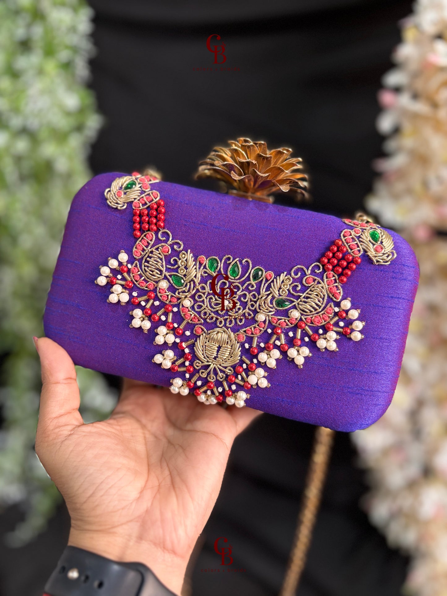 Maya Rectangle Clutch with Lotus lock