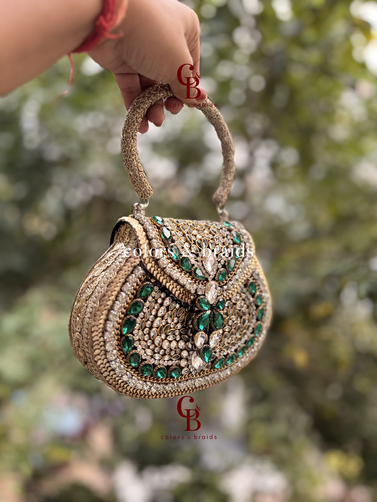 Rajgharana Brass Kundan Clutch